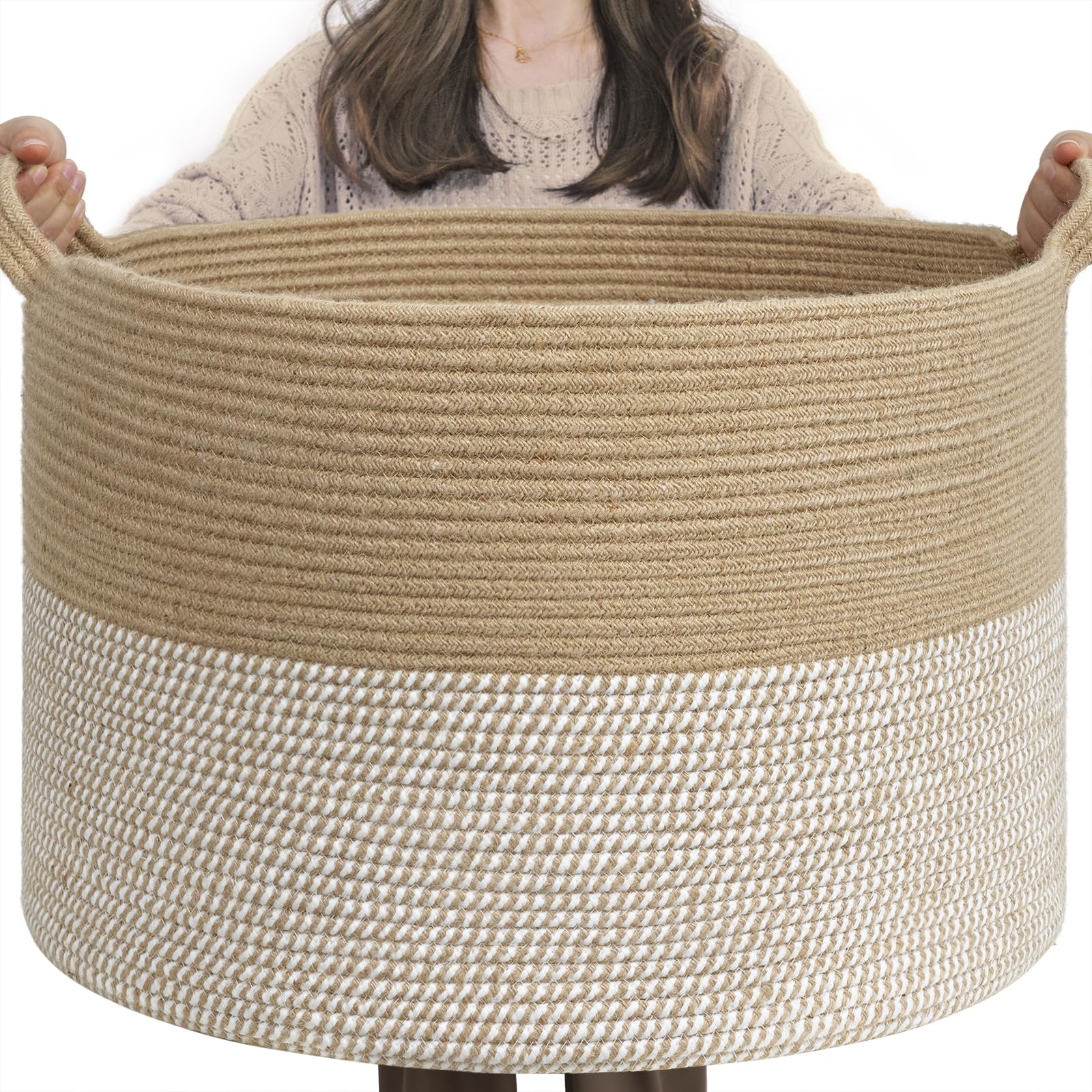 INDRESSME extra large woven basket for blankets keeps spaces tidy and organized