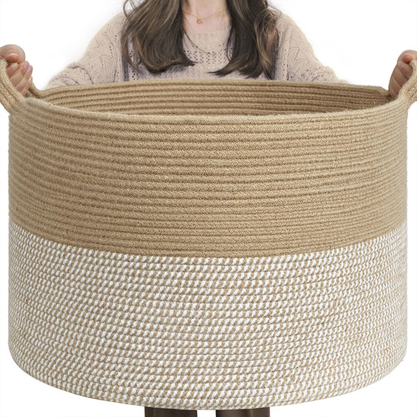 INDRESSME extra large woven basket for blankets keeps spaces tidy and organized