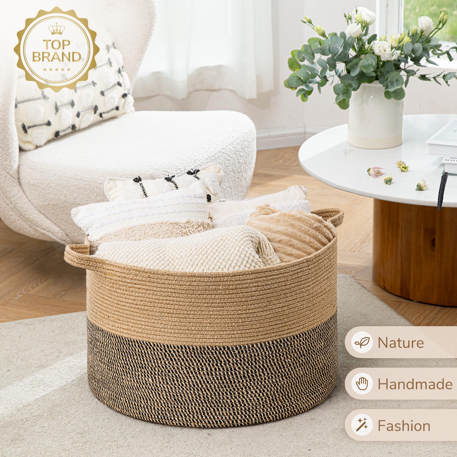 INDRESSME large-capacity basket ideal for pillows and toys.