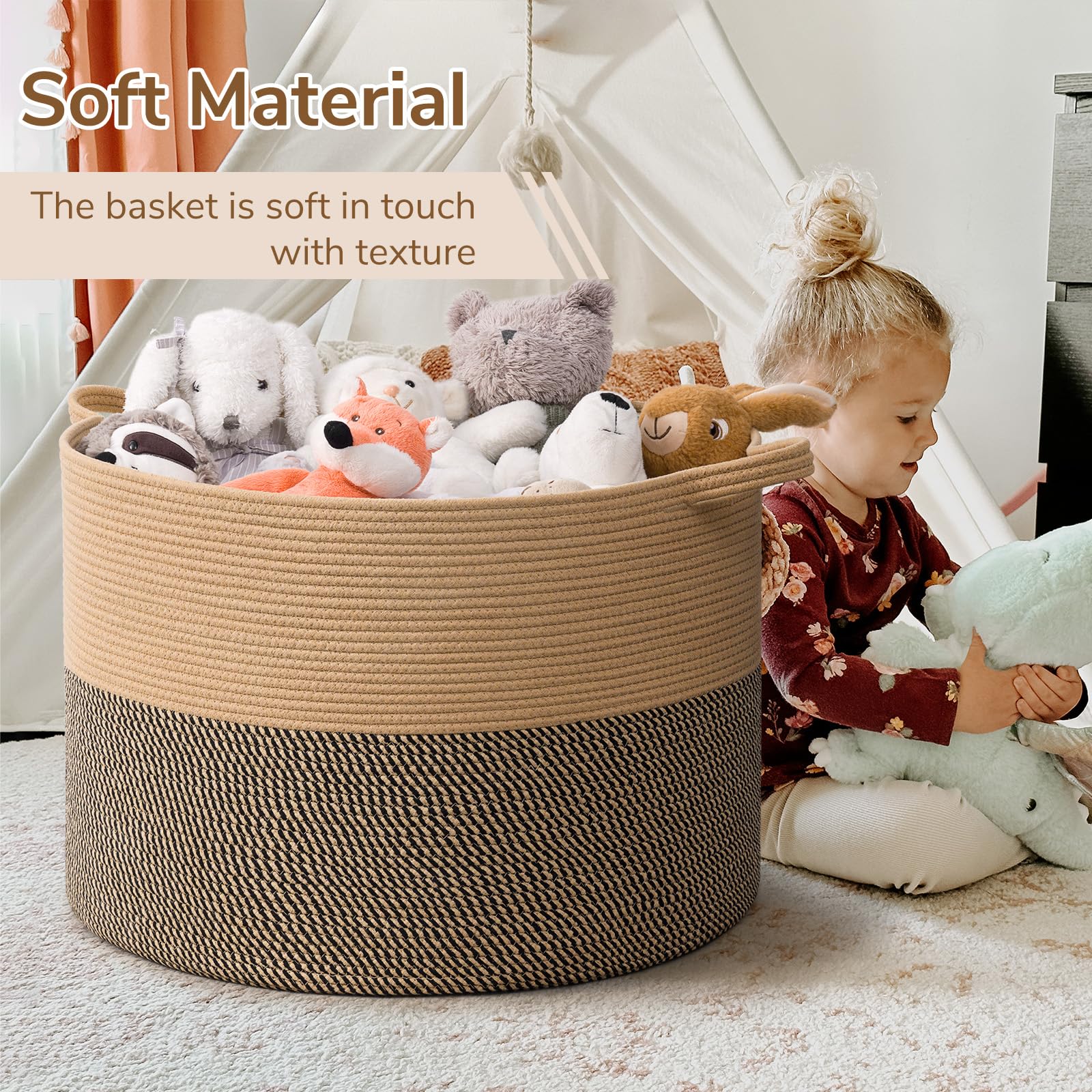 INDRESSME nursery organizer basket for toys and blankets, versatile use.
