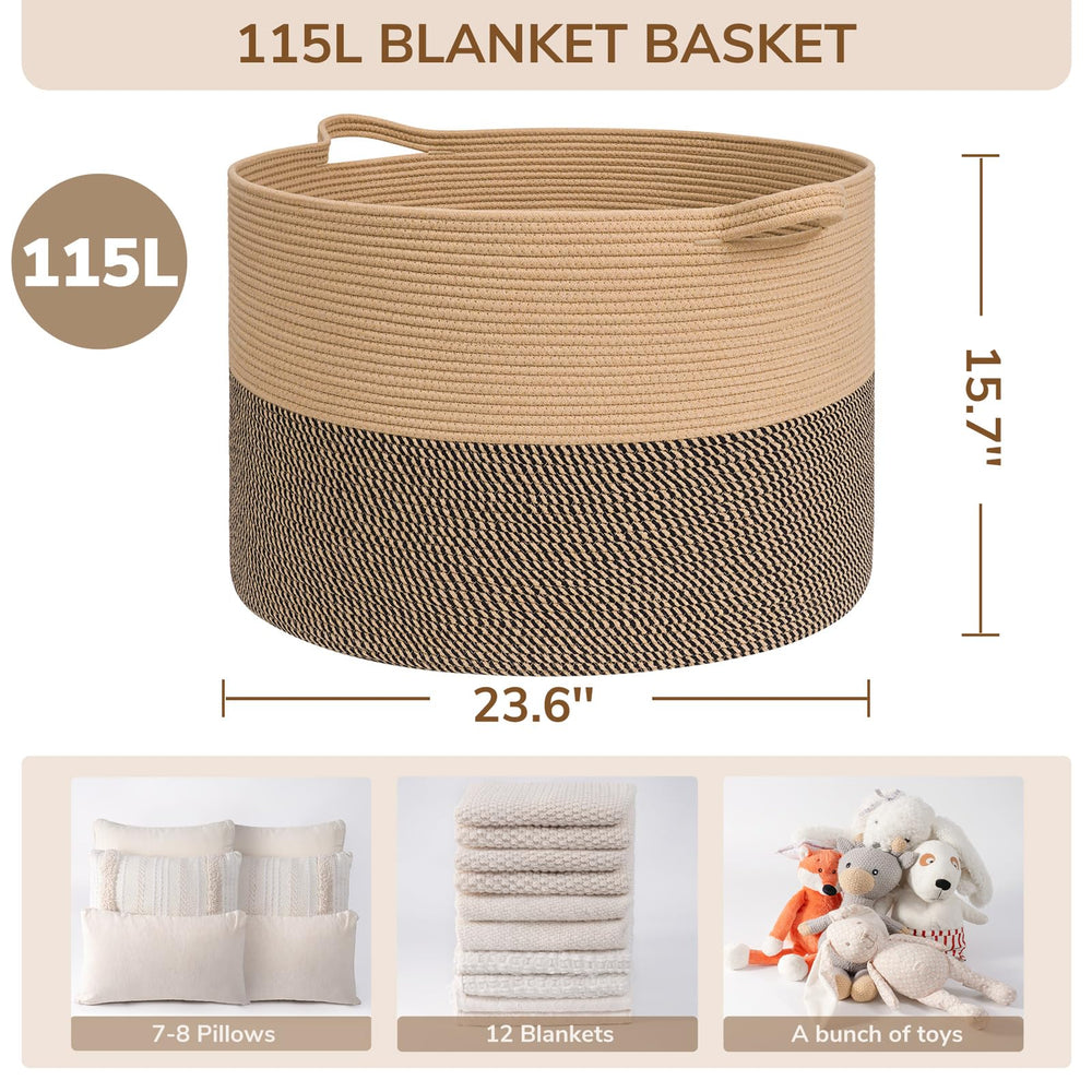 Woven storage basket with cotton rope by INDRESSME for durable organization.