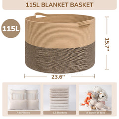 Woven storage basket with cotton rope by INDRESSME for durable organization.