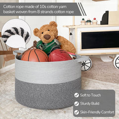 INDRESSME woven storage basket gray with handles for easy room-to-room transport