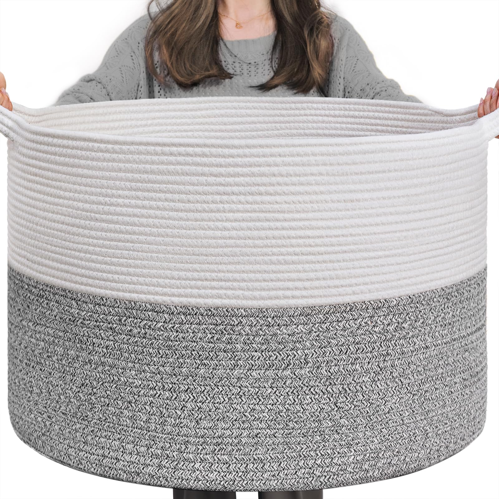 INDRESSME XXL storage basket showing capacity for laundry, toys, and blankets