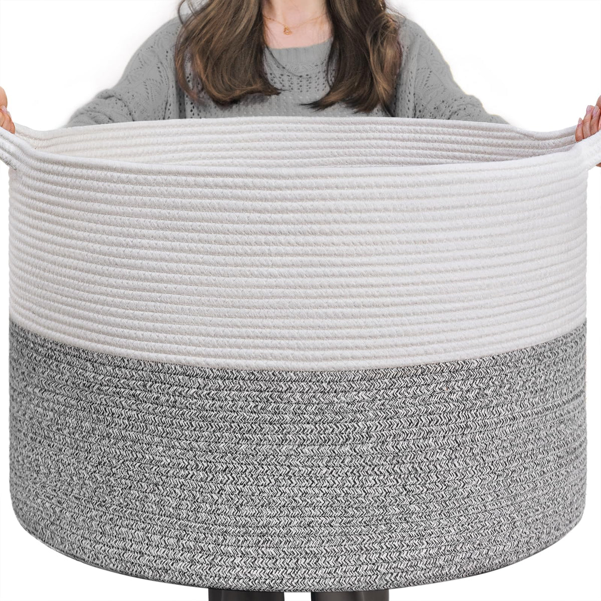 INDRESSME XXL storage basket showing capacity for laundry, toys, and blankets