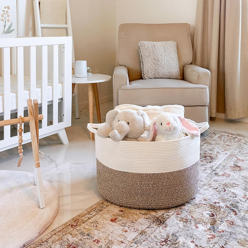 INDRESSME XXXLarge Cotton Rope Basket in nursery decor setting