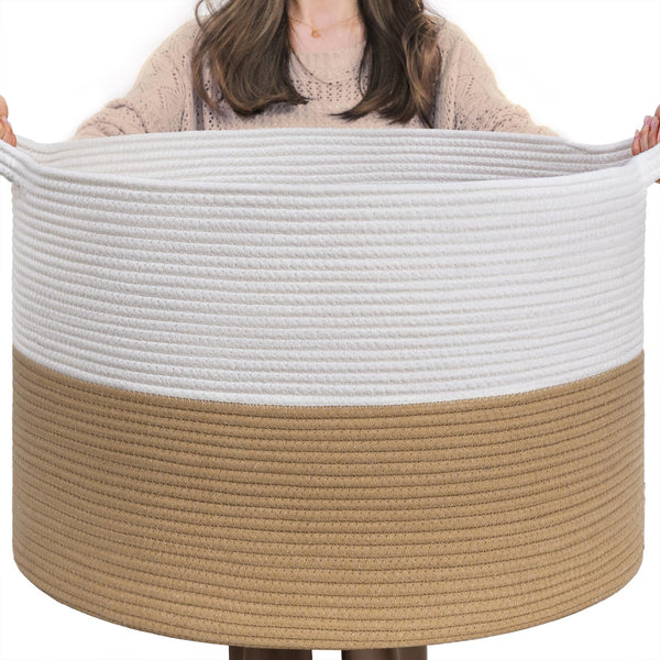 INDRESSME XXXLarge jute rope basket stores blankets and cushions for organized living spaces
