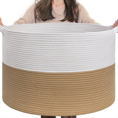 INDRESSME XXXLarge jute rope basket stores blankets and cushions for organized living spaces