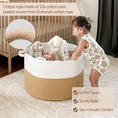 INDRESSME XXXLarge jute rope basket serves as a spacious laundry hamper for garments