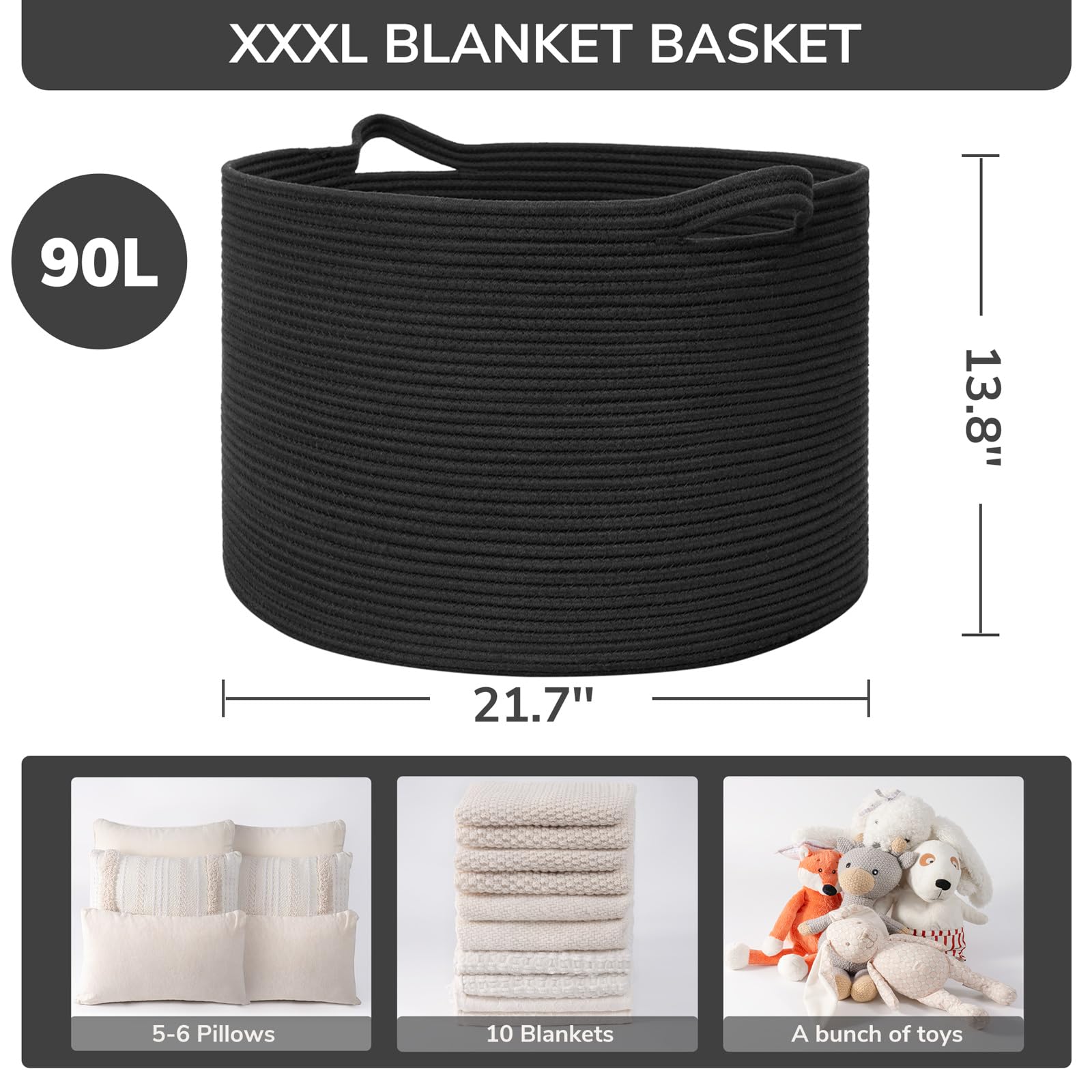 INDRESSME XXXLarge blanket basket in living room decor