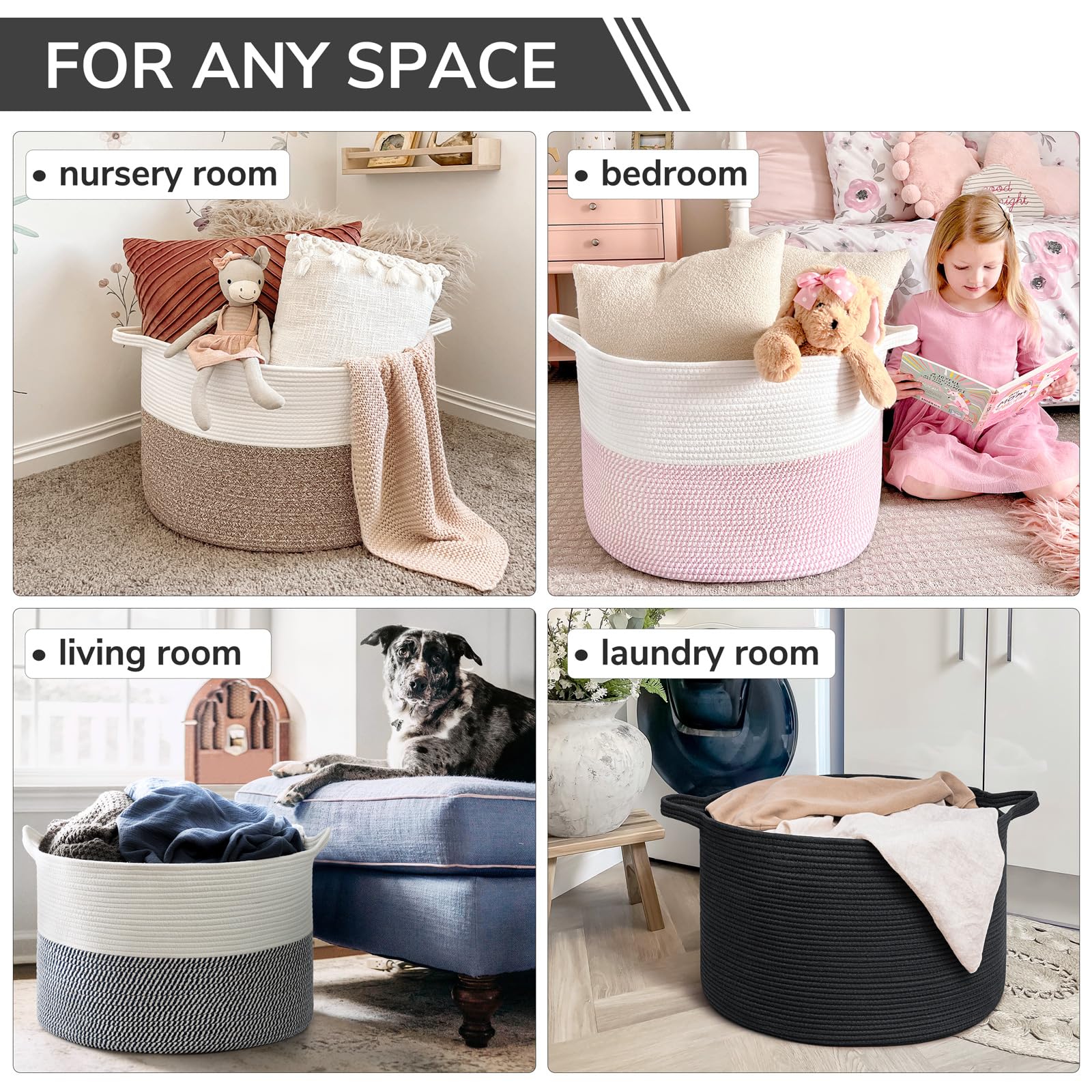 INDRESSME XXXLarge blanket basket soft cotton rope material