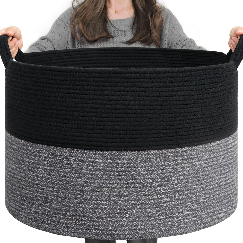 INDRESSME XXXLarge cotton rope basket in boho style, ideal for stylish storage.