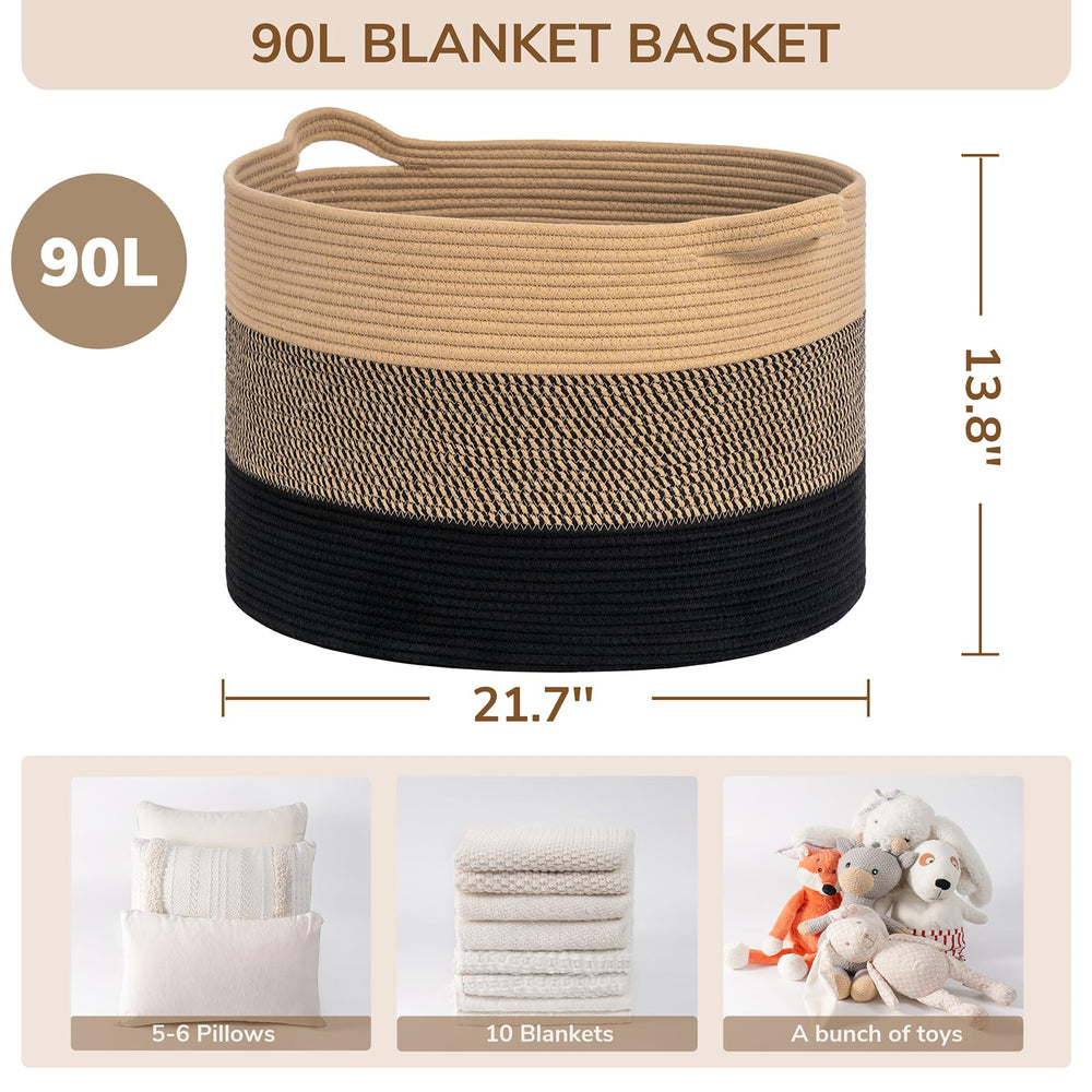 INDRESSME XXXLarge cotton rope basket living room setup complements neutral decor.