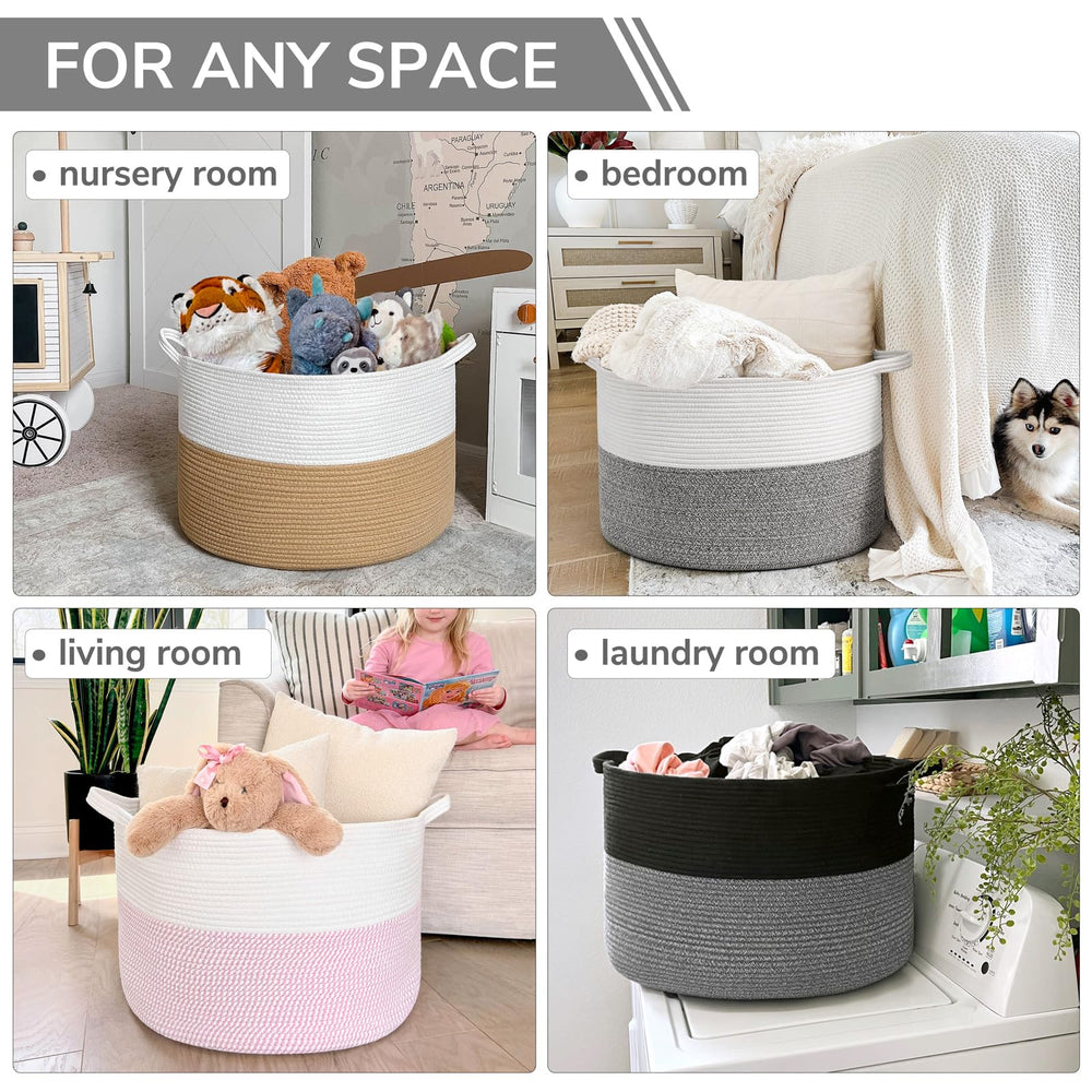 INDRESSME XXXLarge basket adds modern boho flair to any living room.