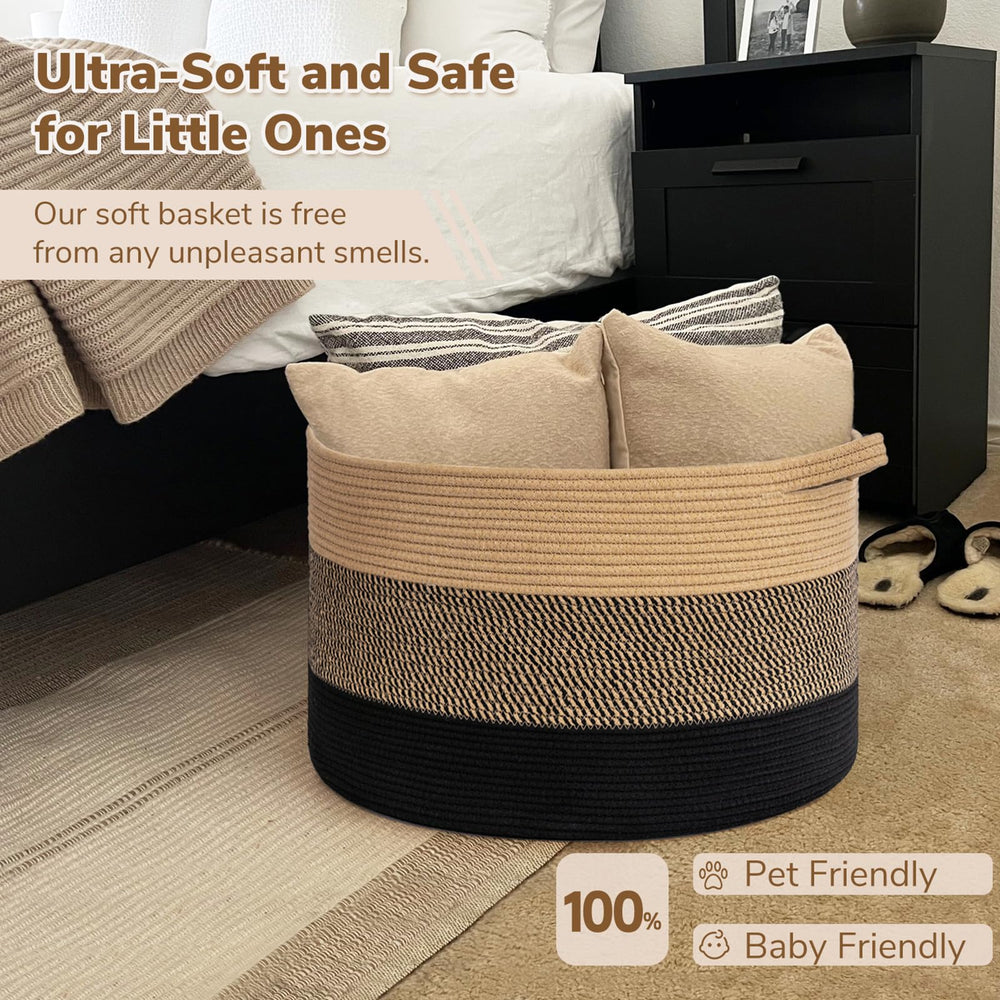 INDRESSME XXXLarge cotton rope basket texture detail highlights craftsmanship.