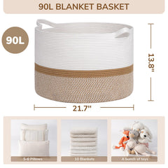 INDRESSME XXXLarge cotton rope basket toy storage keeps kids items neatly contained.