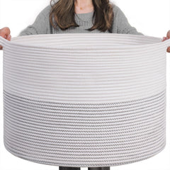 INDRESSME XXXLarge cotton rope basket showing oversized storage for blankets and toys.
