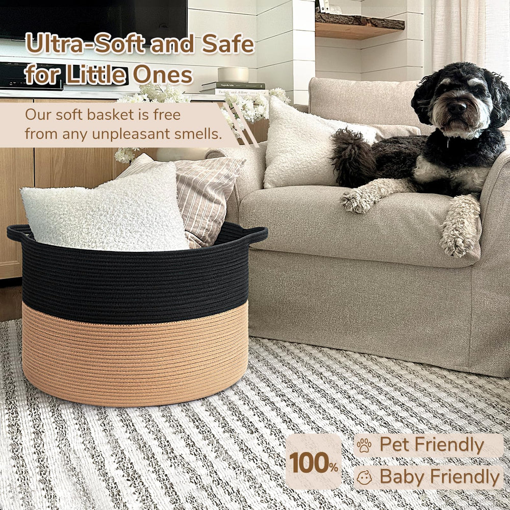 INDRESSME XXXLarge cotton rope basket fits on closet shelf or desk for extra storage.