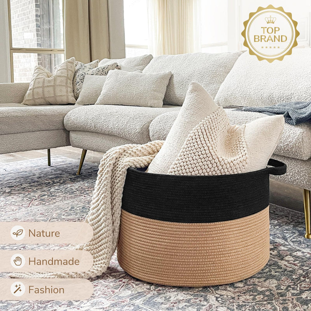 INDRESSME XXXLarge cotton rope basket machine washable for easy care.