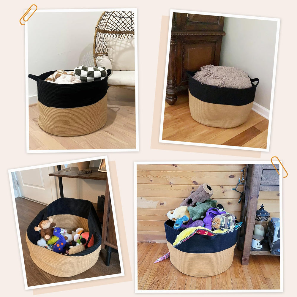 INDRESSME XXXLarge cotton rope basket neutral decor adds calm style to any room.