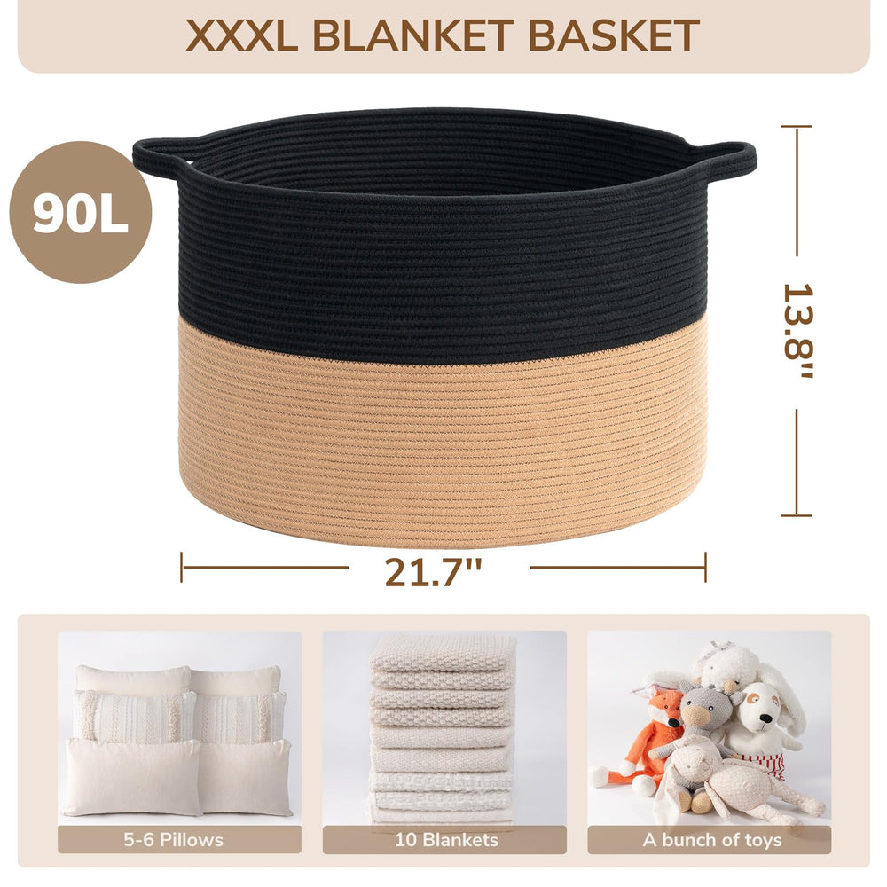 INDRESSME XXXLarge cotton rope basket toy storage keeps kids items tidy and accessible.