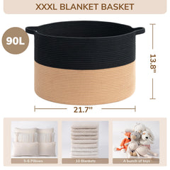INDRESSME XXXLarge cotton rope basket toy storage keeps kids items tidy and accessible.