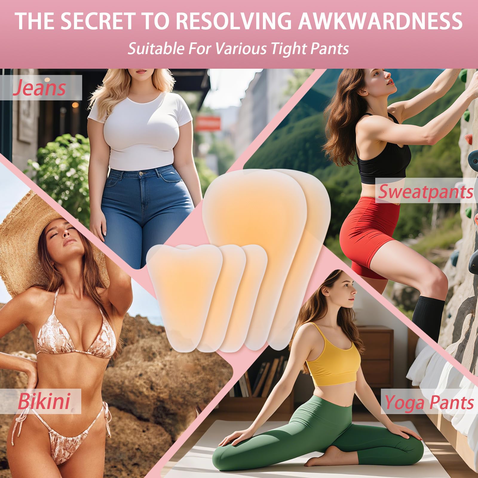 Inefticism no-bump design silicone pads lay flat for a seamless look under clothing.