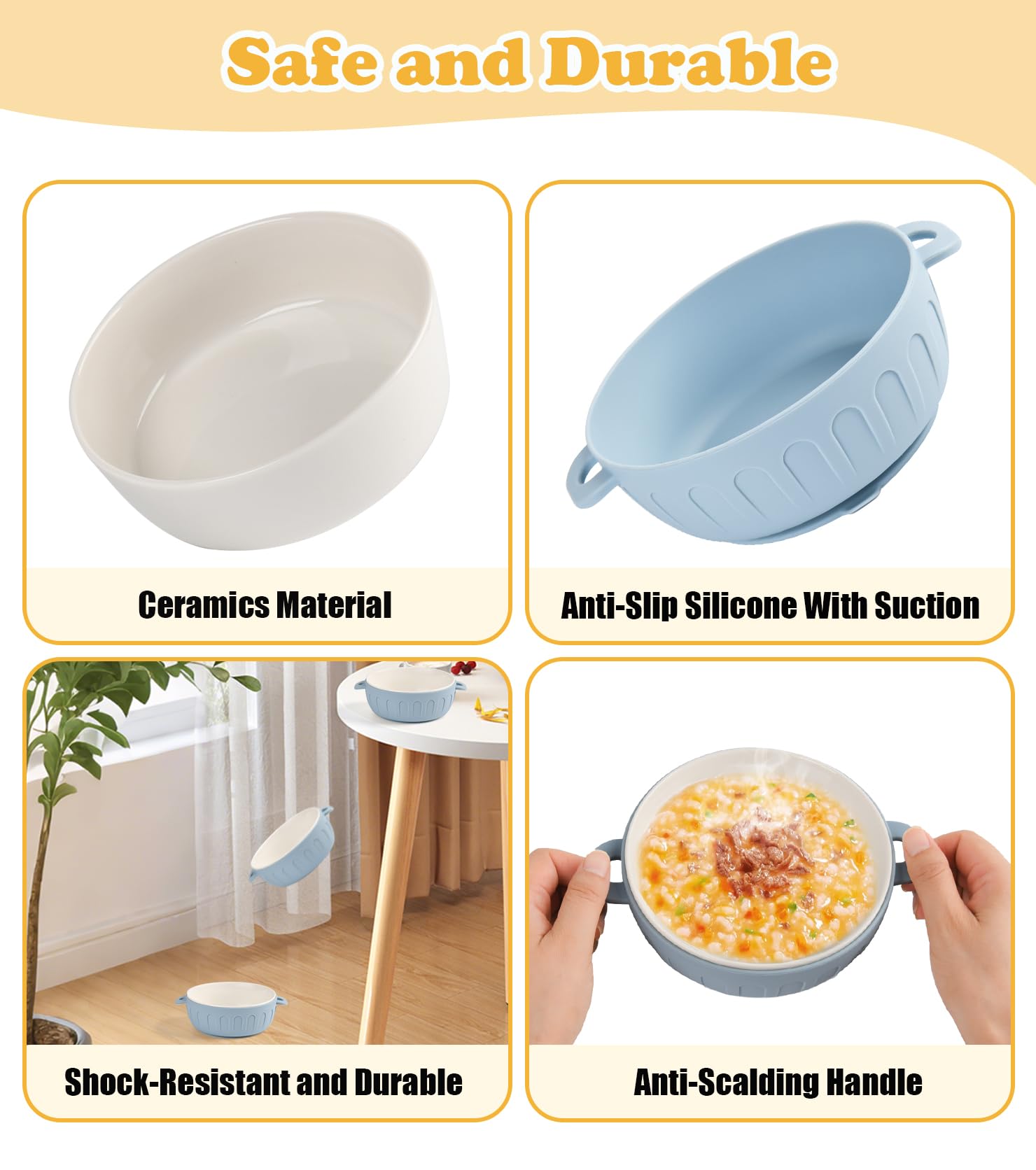 Close-up of iNeibo suction base keeping bowls steady during meals