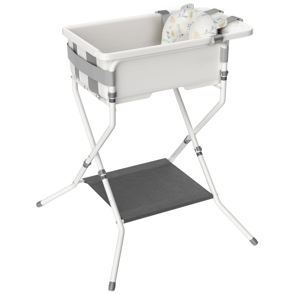 iNeibo collapsible baby bathtub with stand provides sturdy support during bath time