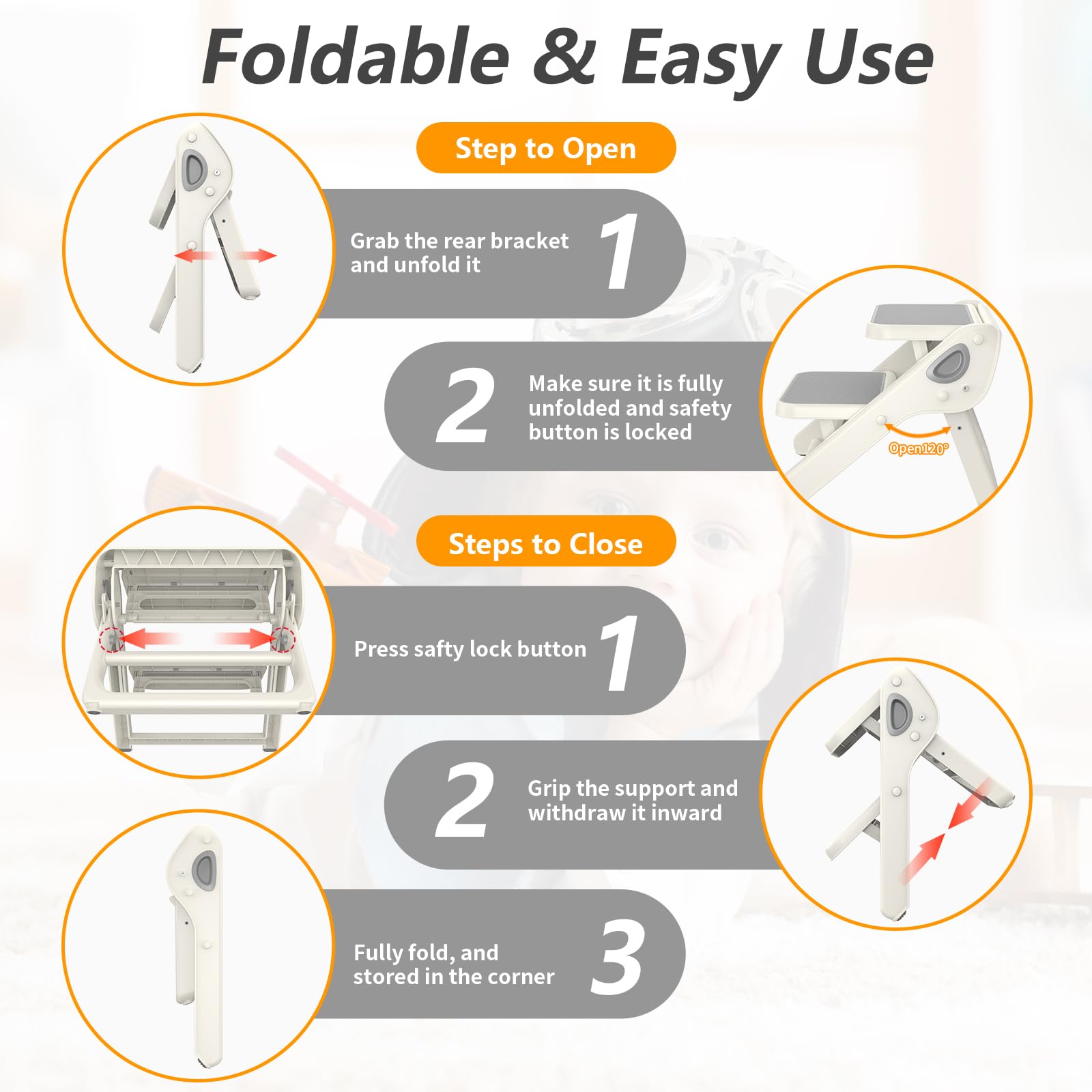 iNeibo toddler stool with wide base reduces tipping
