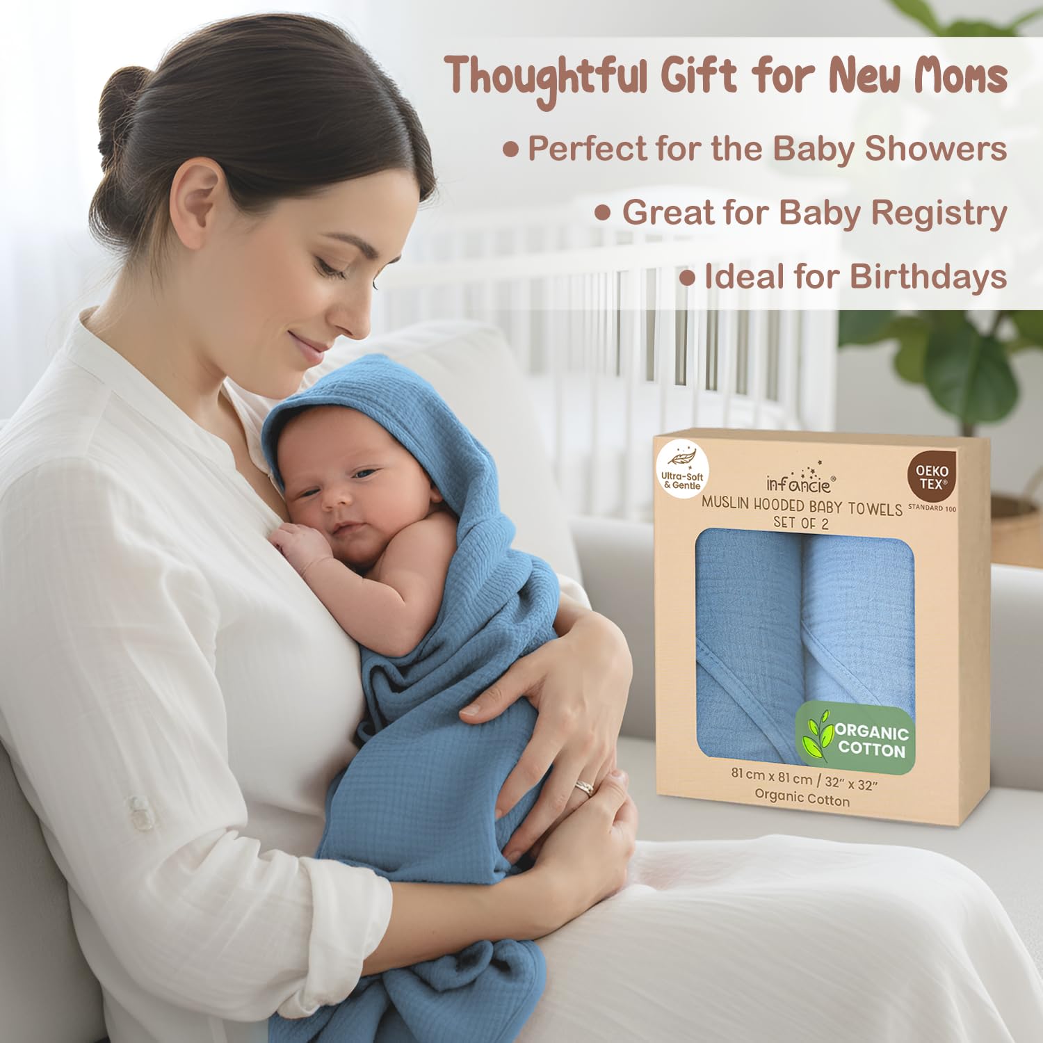 Infancie quick-drying baby towel ideal for daily bath routines.