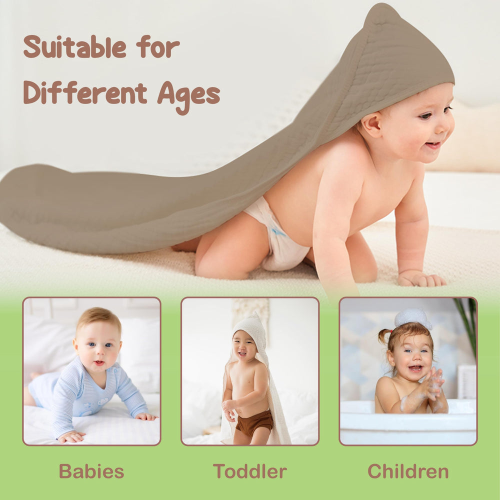 Infancie towel fabric is absorbent and quick-drying for efficient baths