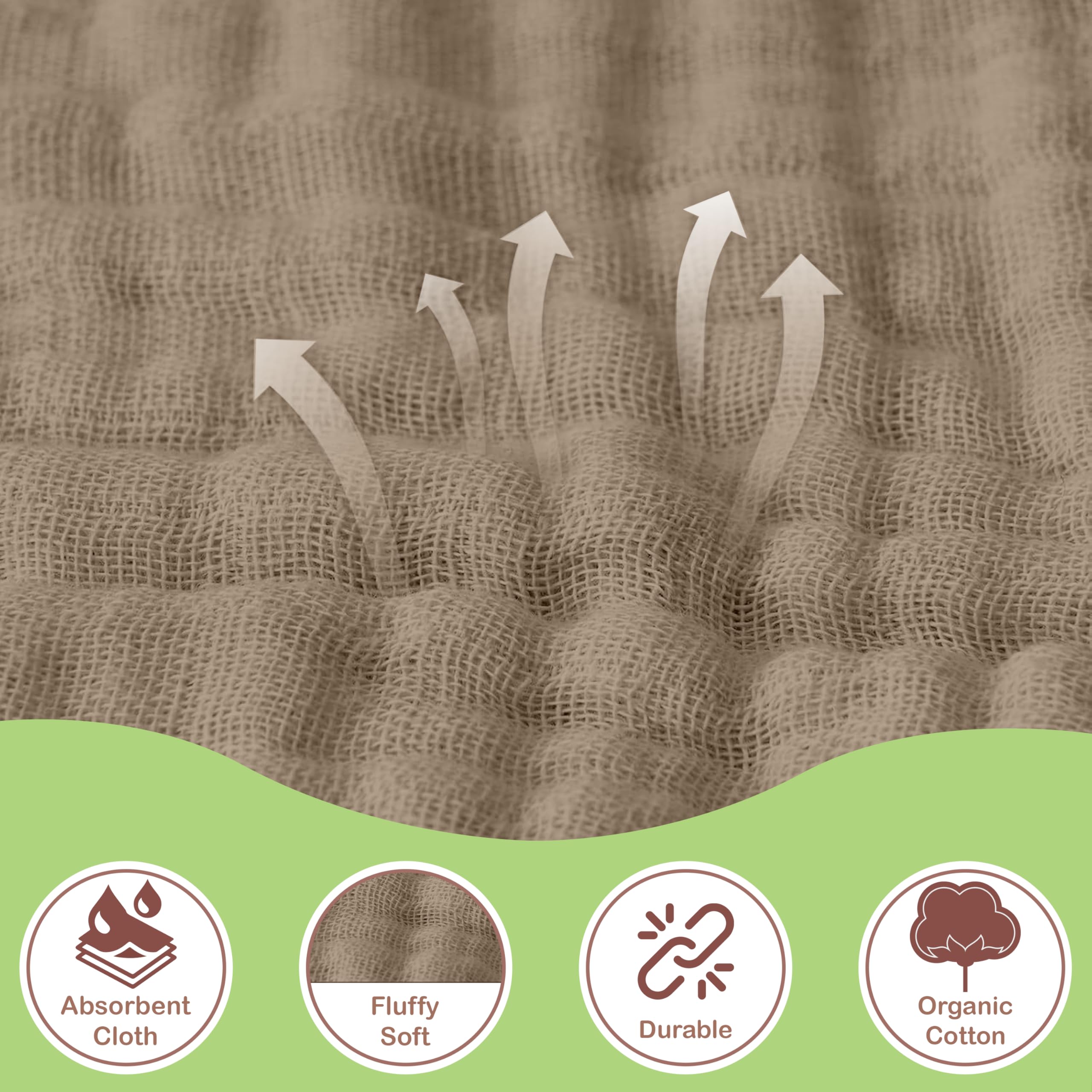 Infancie hooded towel in olive and ivory on baby, cozy post-bath wrap