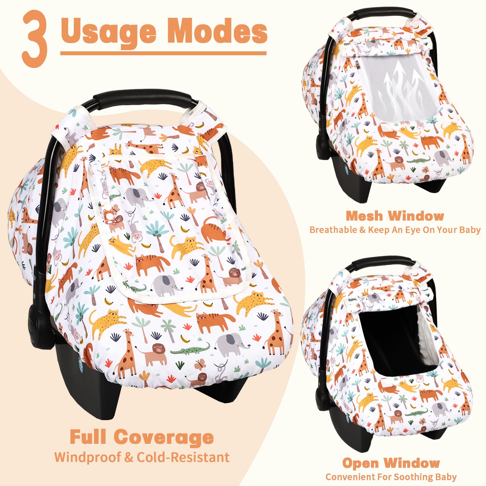 HNHUAMING car seat cover with adjustable straps for quick, secure installation.
