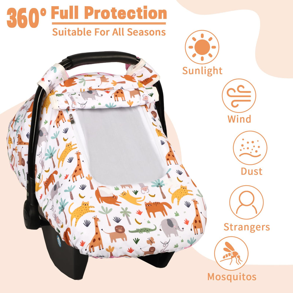 HNHUAMING infant car seat cover with soft minky dot backing for cozy warmth.