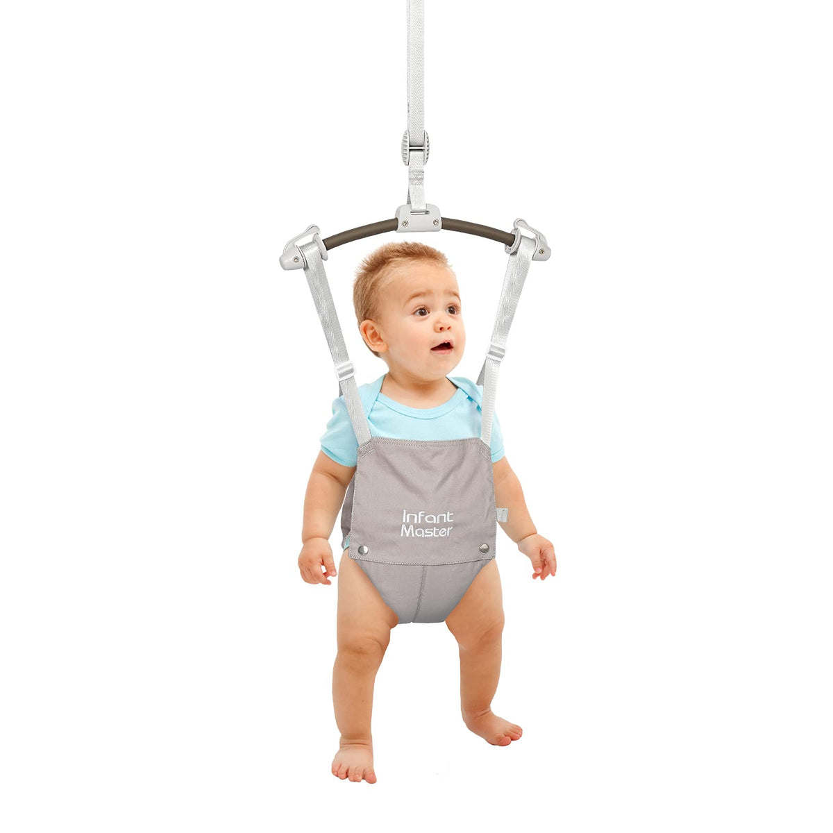 Infant Master doorway jumper with adjustable strap supports growing babies during play.