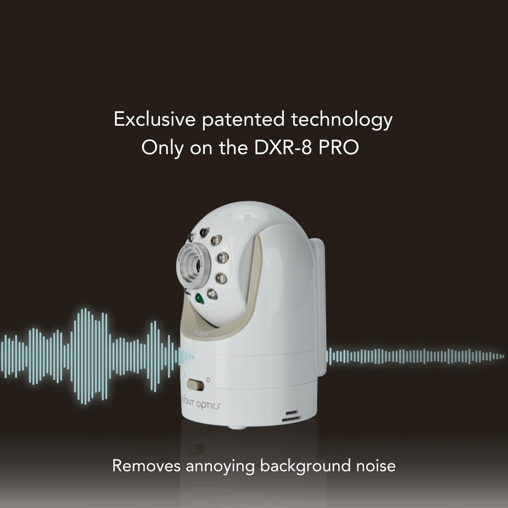 DXR-8 PRO Active Noise Reduction filters common nursery noises for clearer hearing.