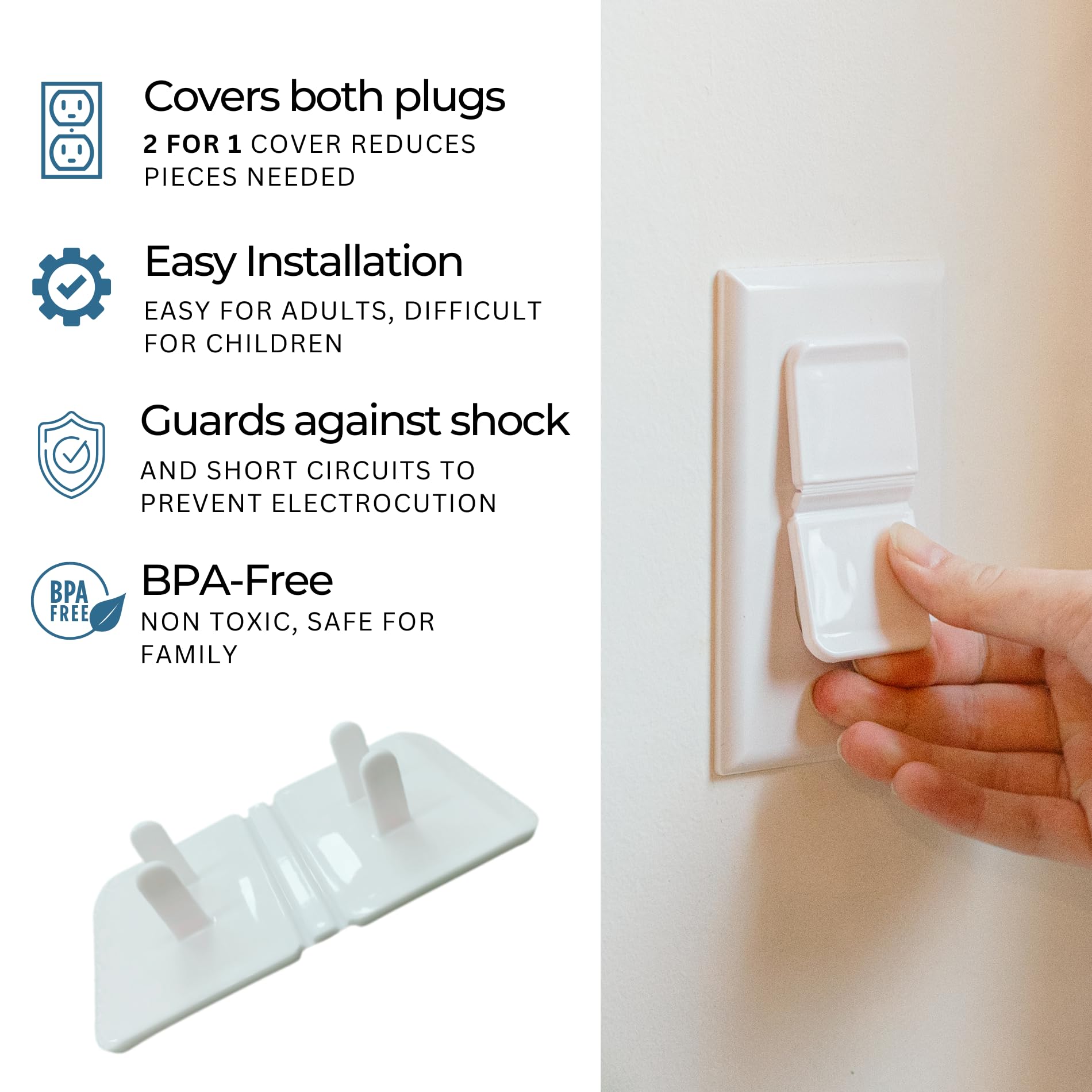 Infant Tree fits standard, GFCI and Decora outlets for versatile protection.