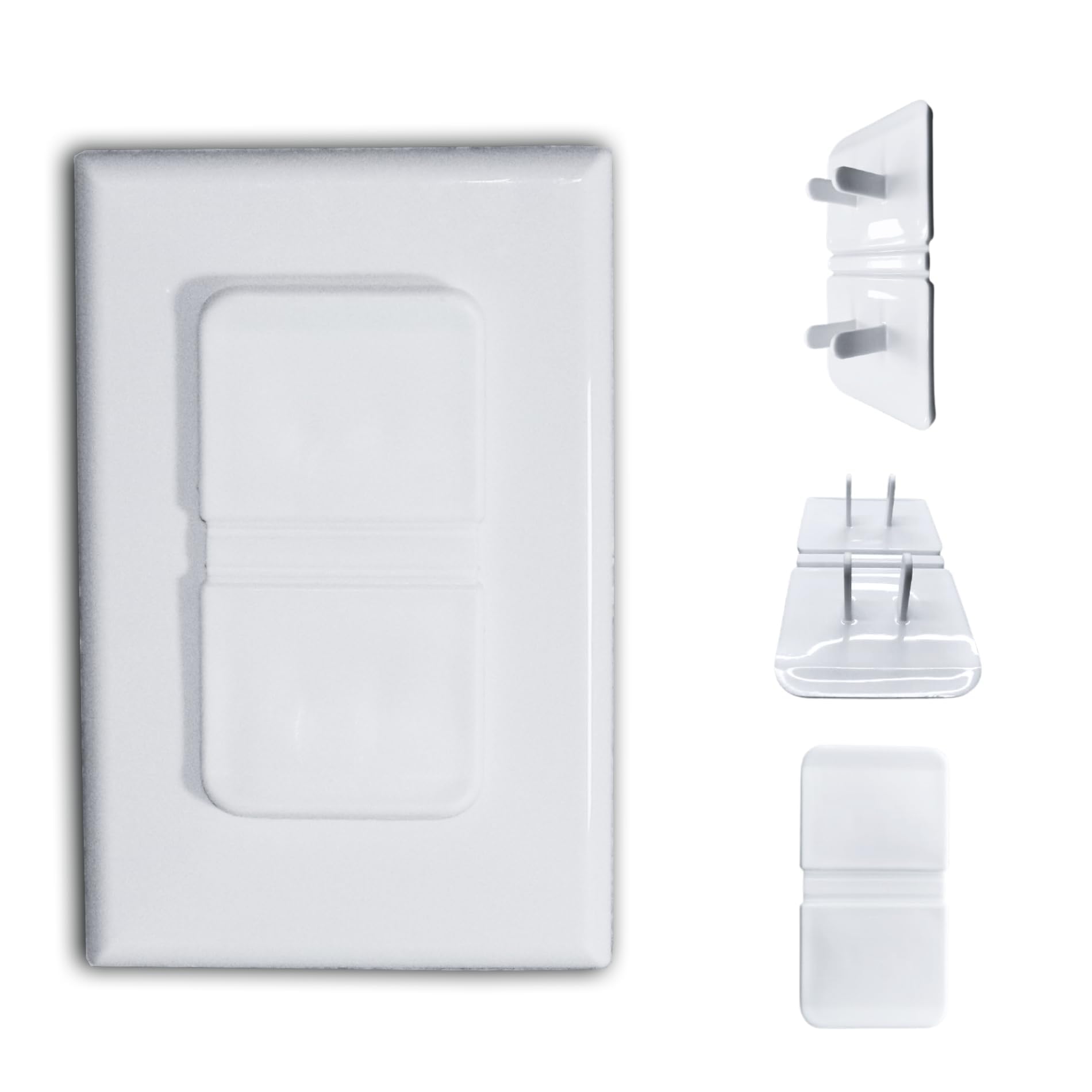 Infant Tree white double outlet covers on wall protect curious toddlers.