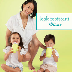 Infantino My 1st Tumbler leak-proof straw reduces spills during playtime.