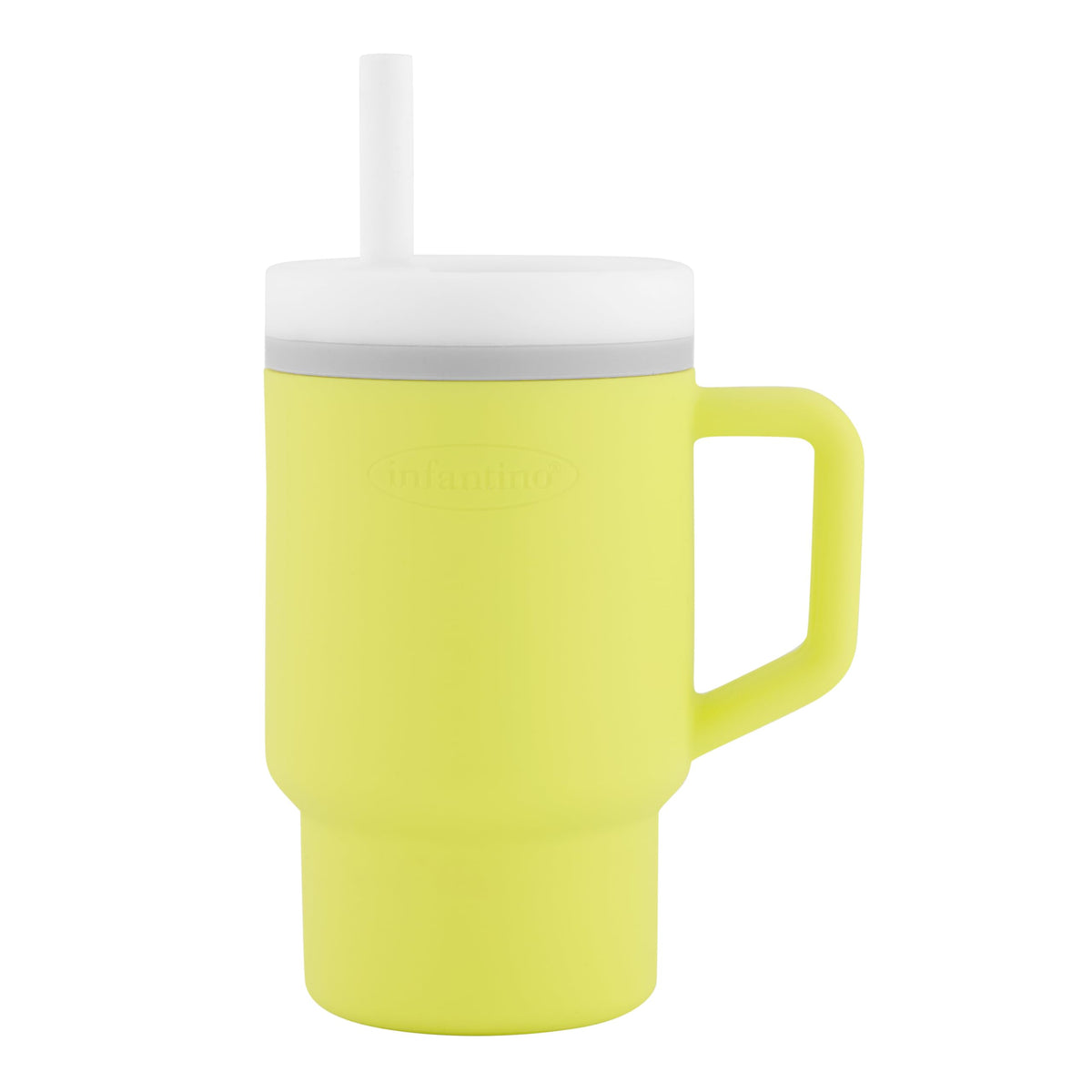 Infantino My 1st Tumbler silicone sippy cup with straw for mess-free sipping.
