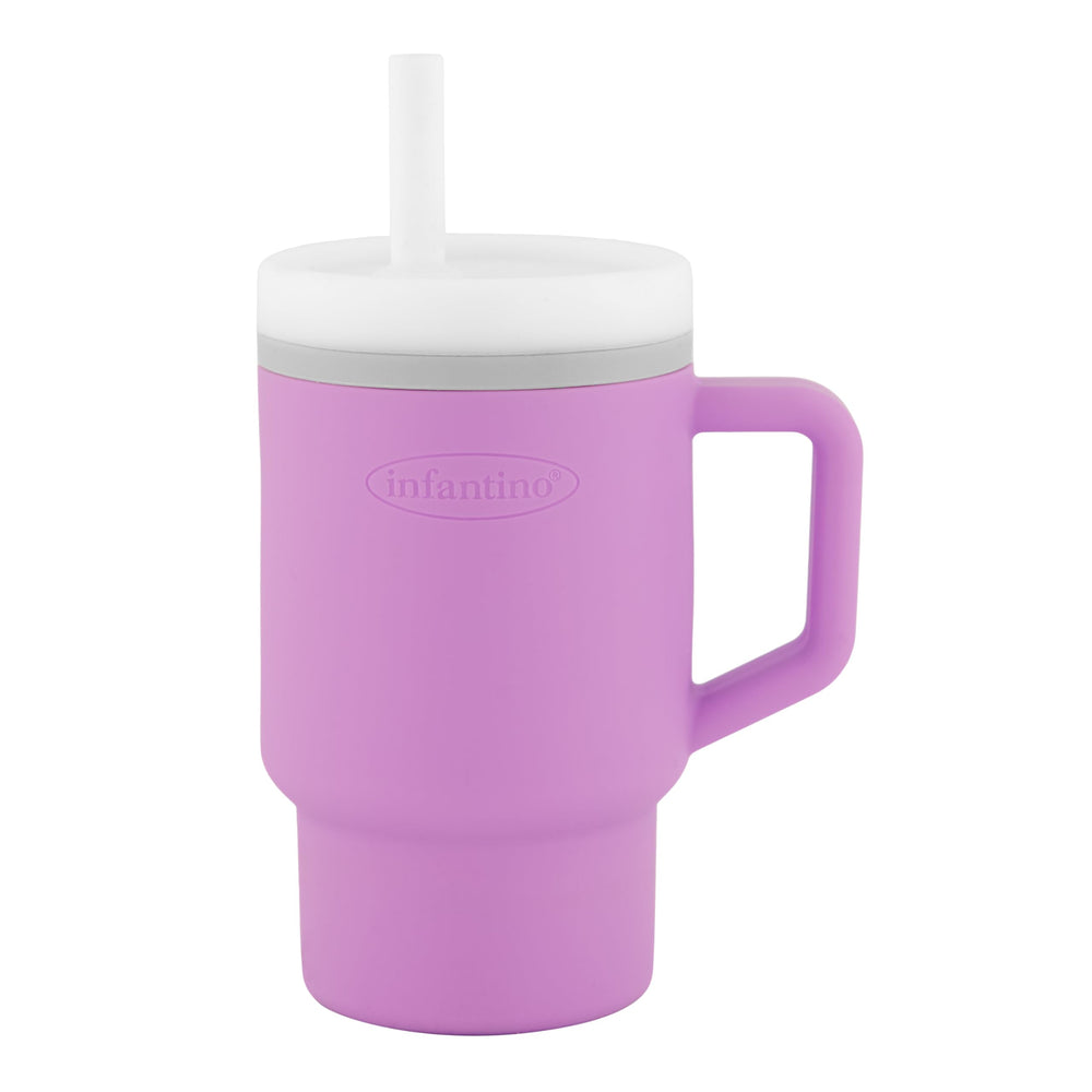 Infantino My 1st Tumbler shows soft silicone straw for easy sipping on the go