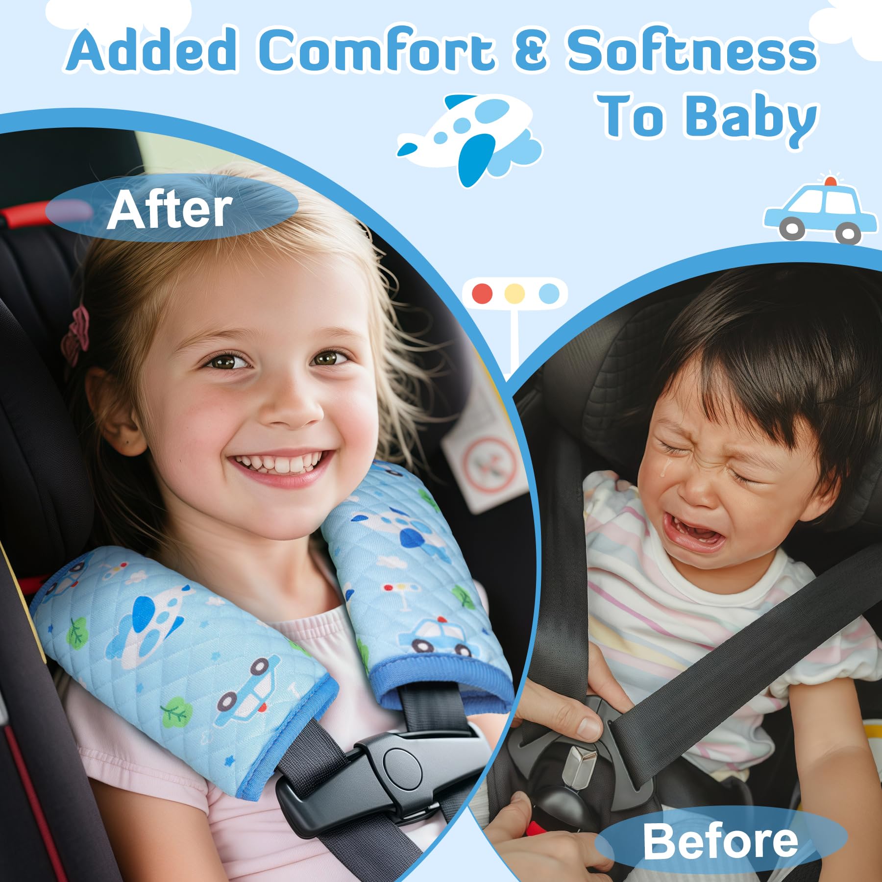 INFANZIA blue air-layer side strap cover with breathable fabric