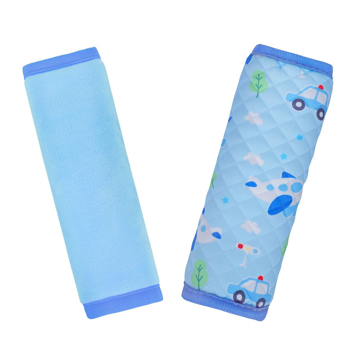 INFANZIA blue strap cover closeup showing soft padding for delicate skin