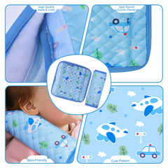 INFANZIA blue plush-side strap cover on soft minky fabric