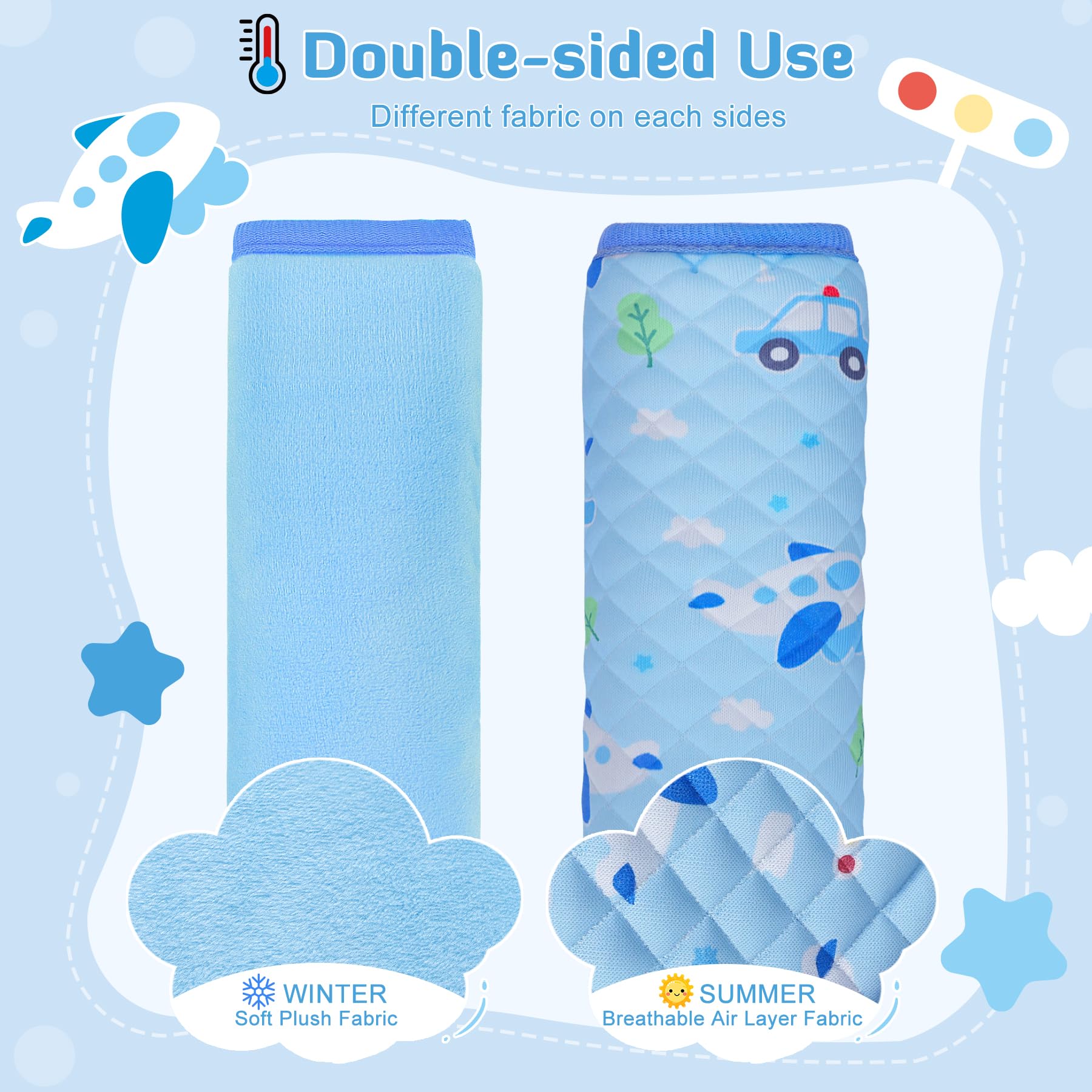 INFANZIA universal-fit strap covers on multiple straps