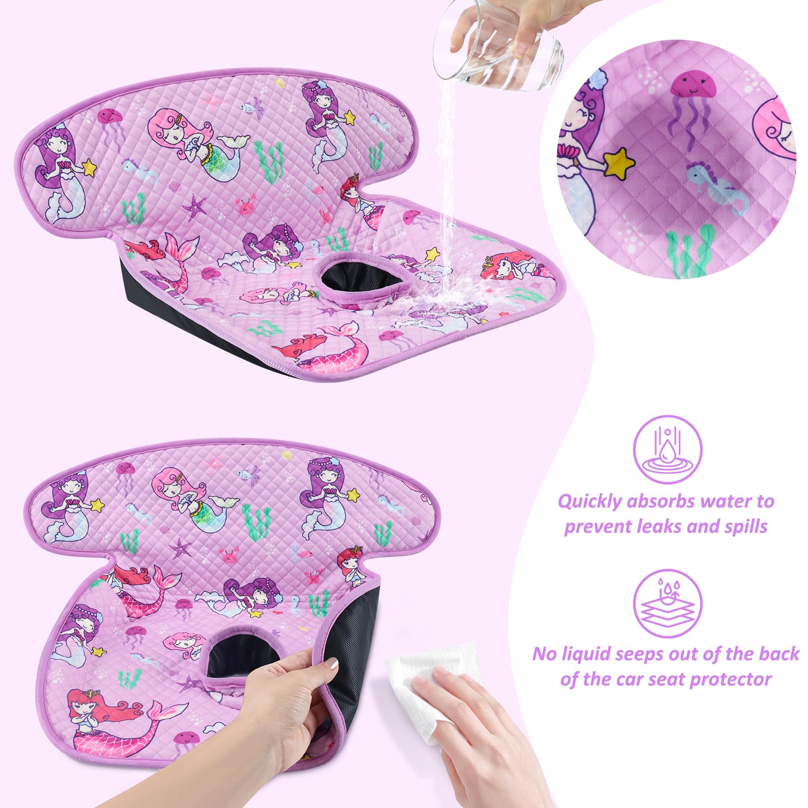 INFANZIA Dry Seat purple protector, anti-skid bottom, stays in place during rides.