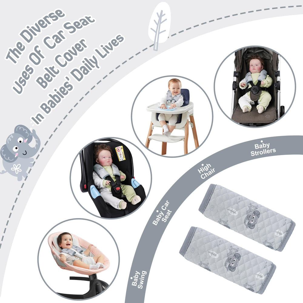 INFANZIA machine-washable strap covers simplify cleanup after spills.