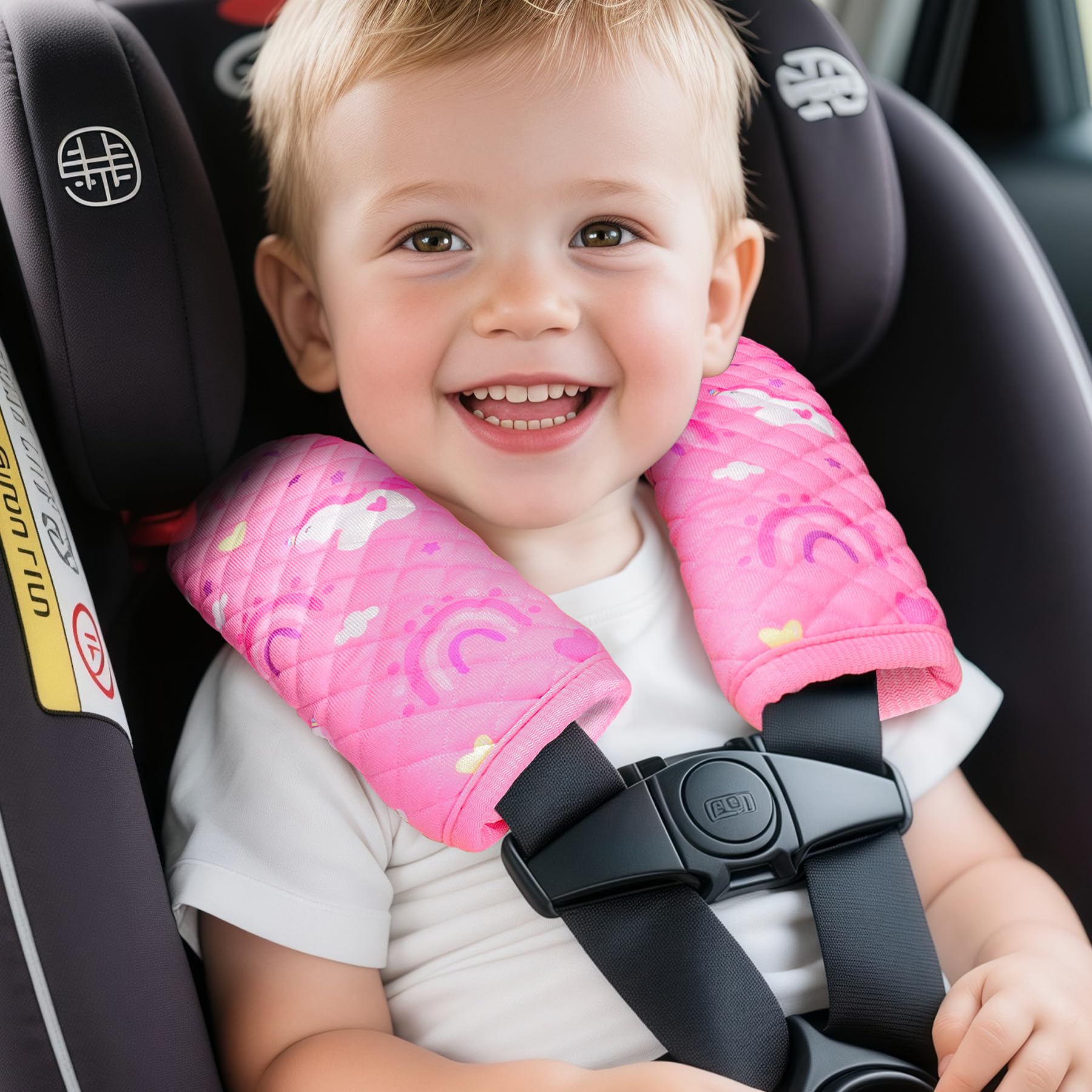 INFANZIA strap pad with soft foam protects delicate skin during car journeys