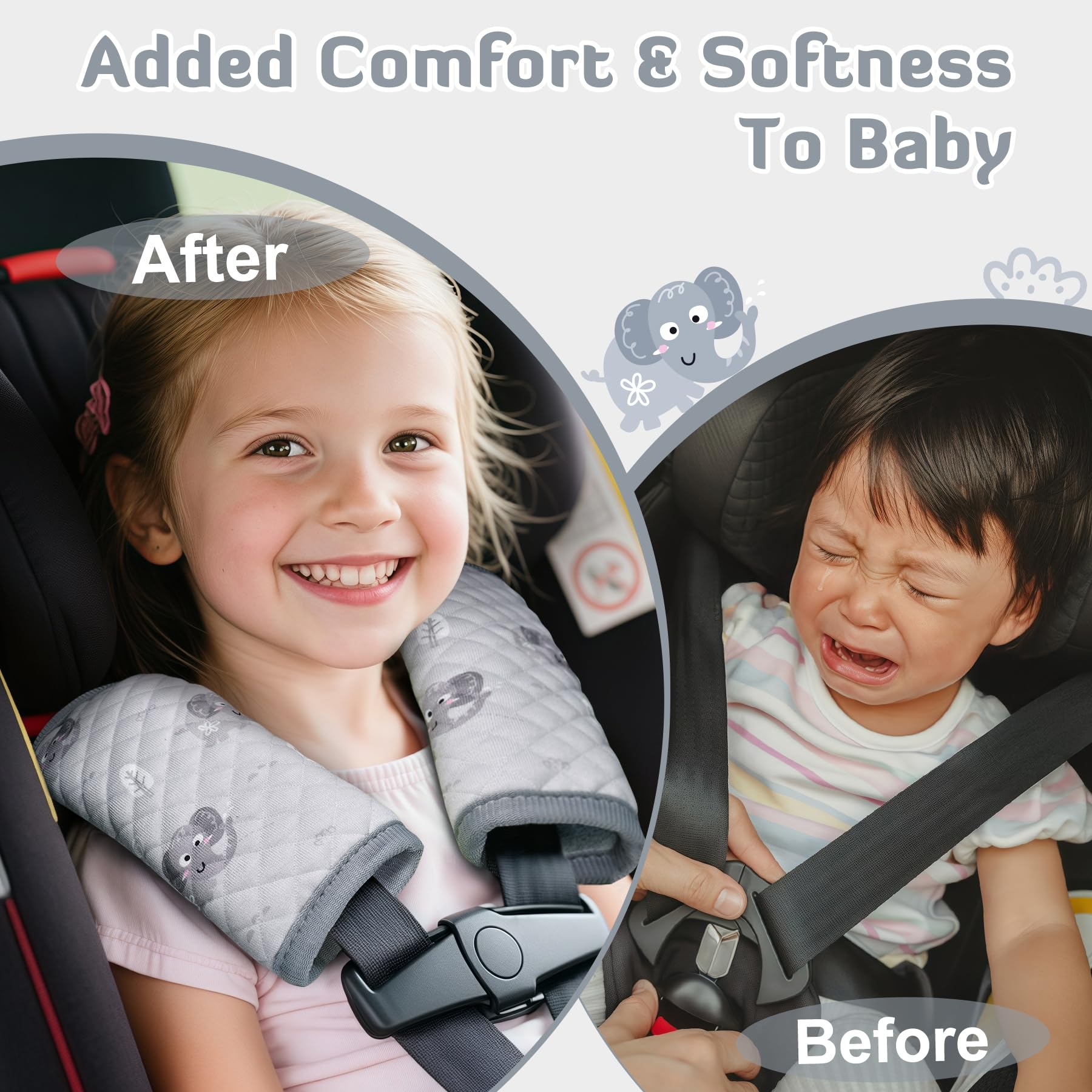 INFANZIA universal-fit strap cover fits car, stroller, or carrier.